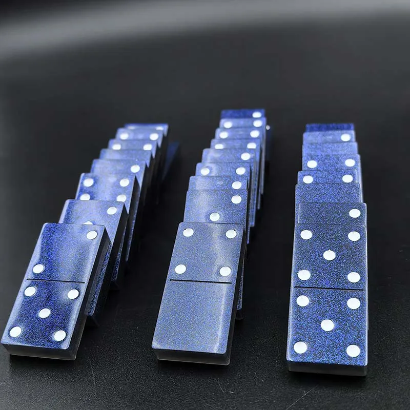 28pcs Domino set warna biru DK dengan warna putih buatan tangan