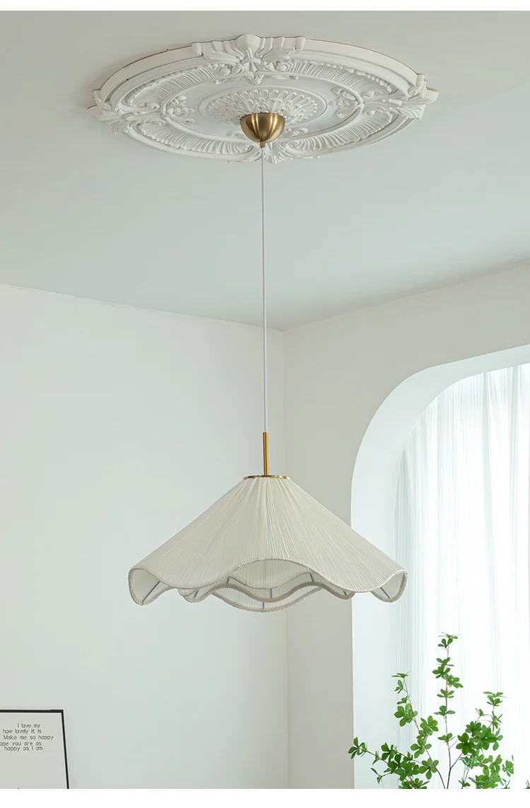 Nordic Fabric LED Chandelier Foyer White E27 Pendant