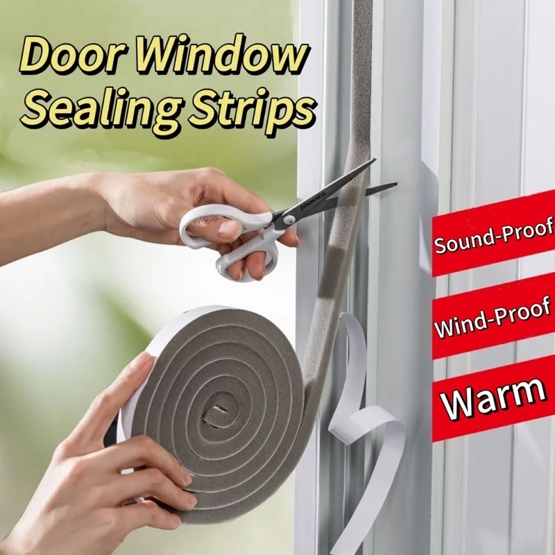 2M Foam Self-adhesive Door Window Sealing Strip Wearable Sliding Dustproof Sponge Strip Soundproof Home Insulation Sealing Tapes