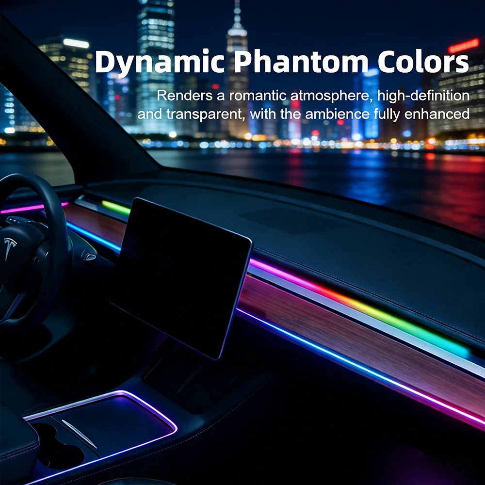 

Universal LED Car Ambient Light RGB 64 Color Acrylic Backlight Guide Light Strip For Car Interior Decoration Atmosphere Lamp APP