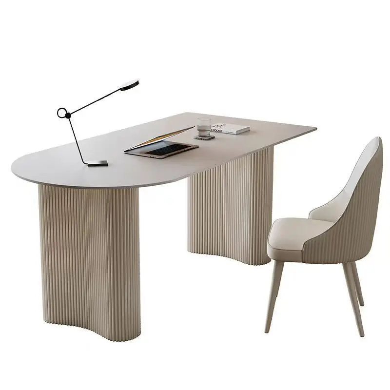 

Cream wind rock slab computer table beauty salon desk high-end small apartment Nordic writing study desk