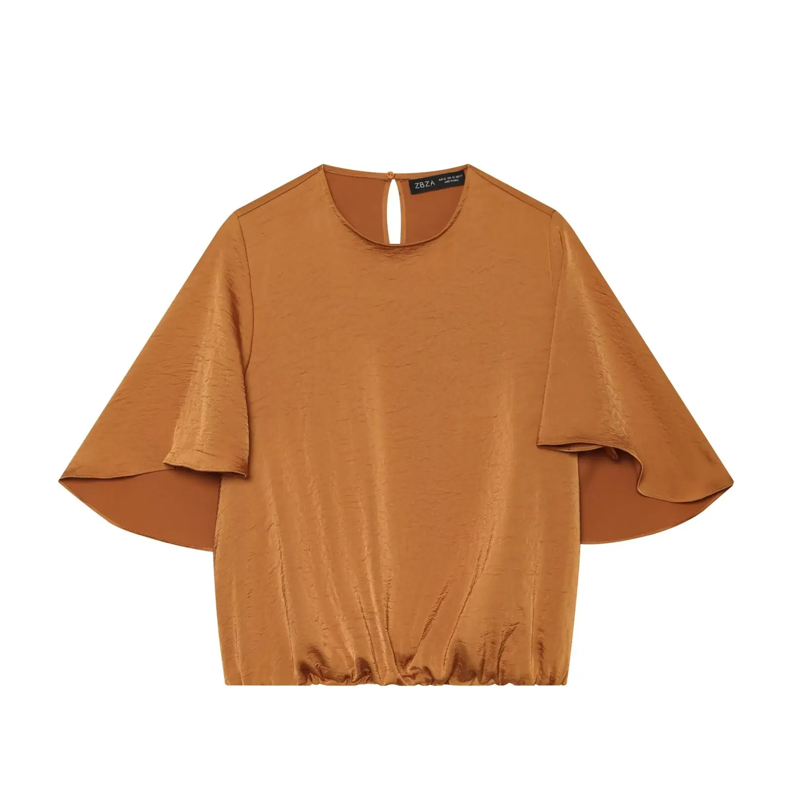 Damenmode Einfarbige Sets Freizeit Kurzarm O-Ausschnitt Top + Asymmetrische Faltenhose Sommer Herbst Urlaub 2-teilig – Detail 7