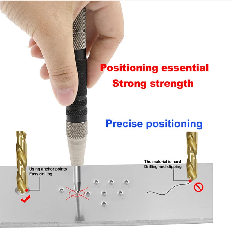 128/155mm Automatic Center Punch Woodworking Metal Puncher Steel Hole Self Pin Mark Spring Loaded Dent Marker Location Hand Tool