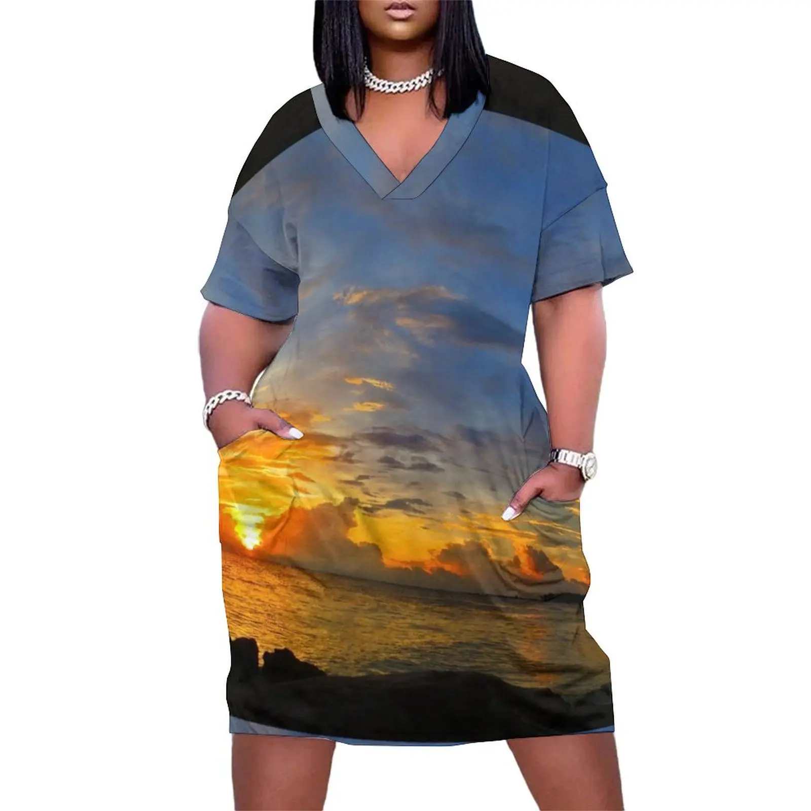 

Sunset In Paradise - Beach Photography by Sharon Cummings Loose Pocket Dress woman dress Dresses gala