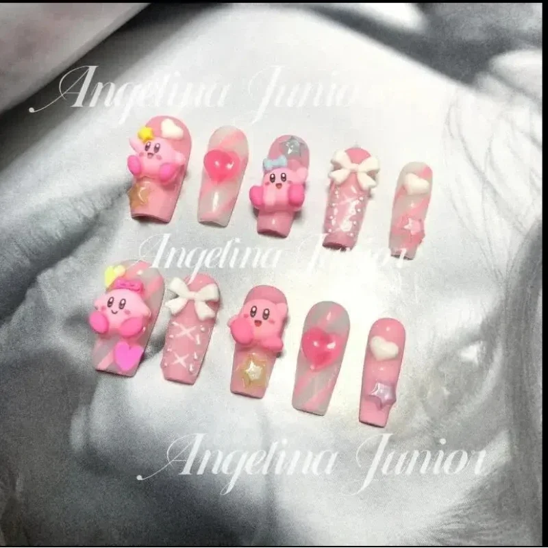 Kirby Princess Style 3DNail Art Finger Patch Female Cute Cartoon Doll Girl Ballet Decoration Wearable Nail Feminine Glamour Gift