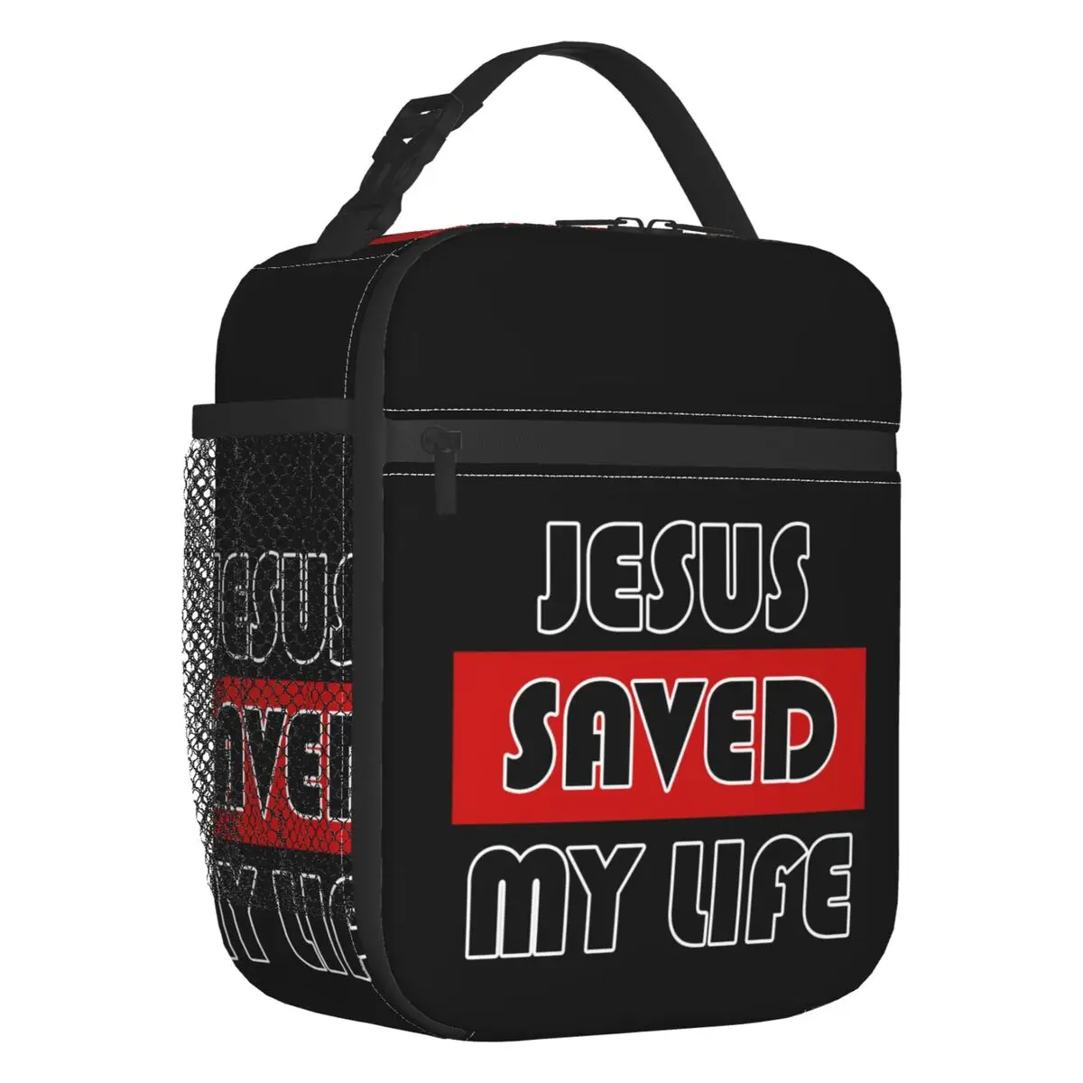 Custom Christian Cross Insulated Lunch Bags  Picnic Jesus Saved My Life Leakproof Thermal Cooler Bento Box Women Children