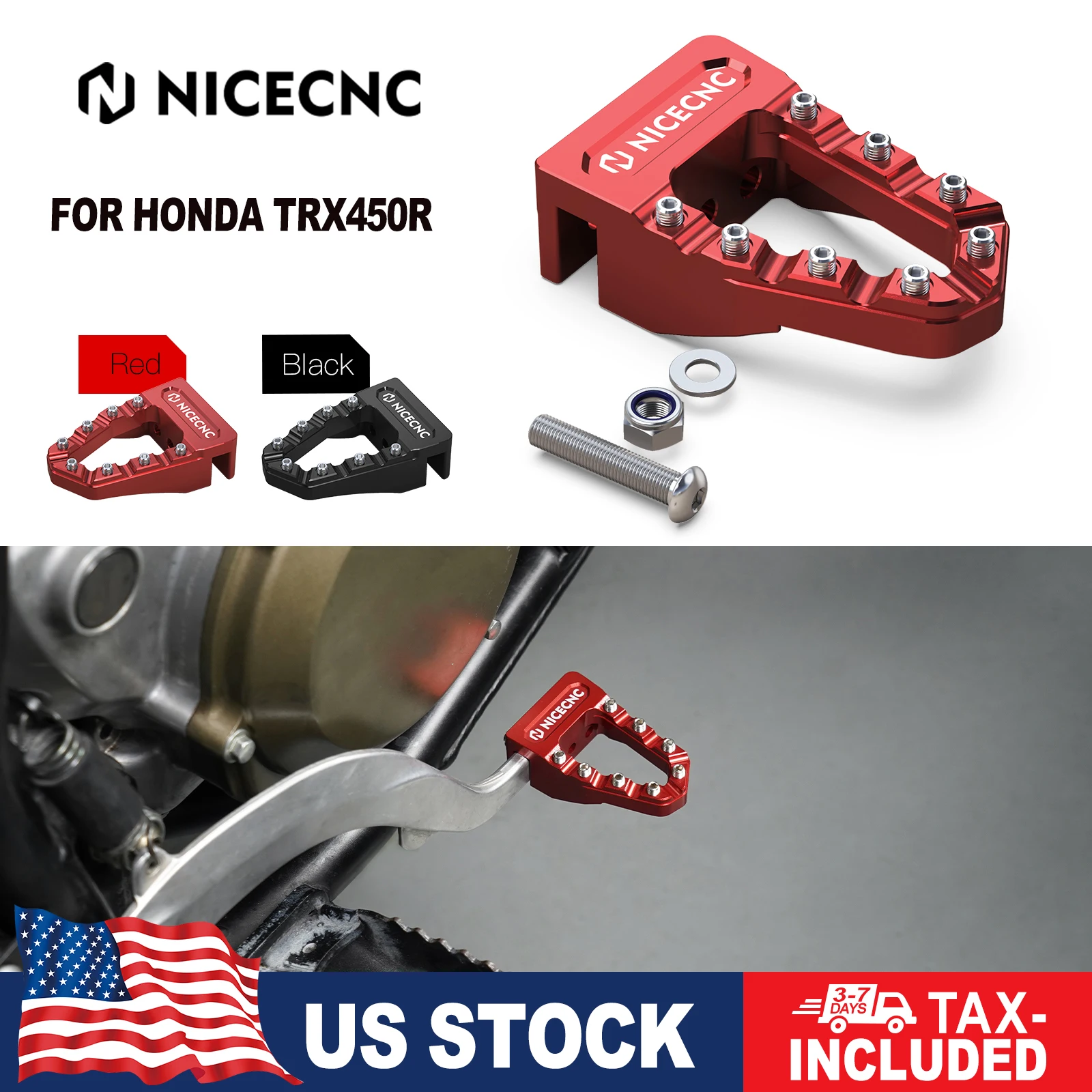 Rear Brake Pedal Step Tip Footrest for Honda TRX450R 2006-2009 TRX450ER 2006-2014 2011 Oversize ATV Rear Brake Lever Pedal Plate