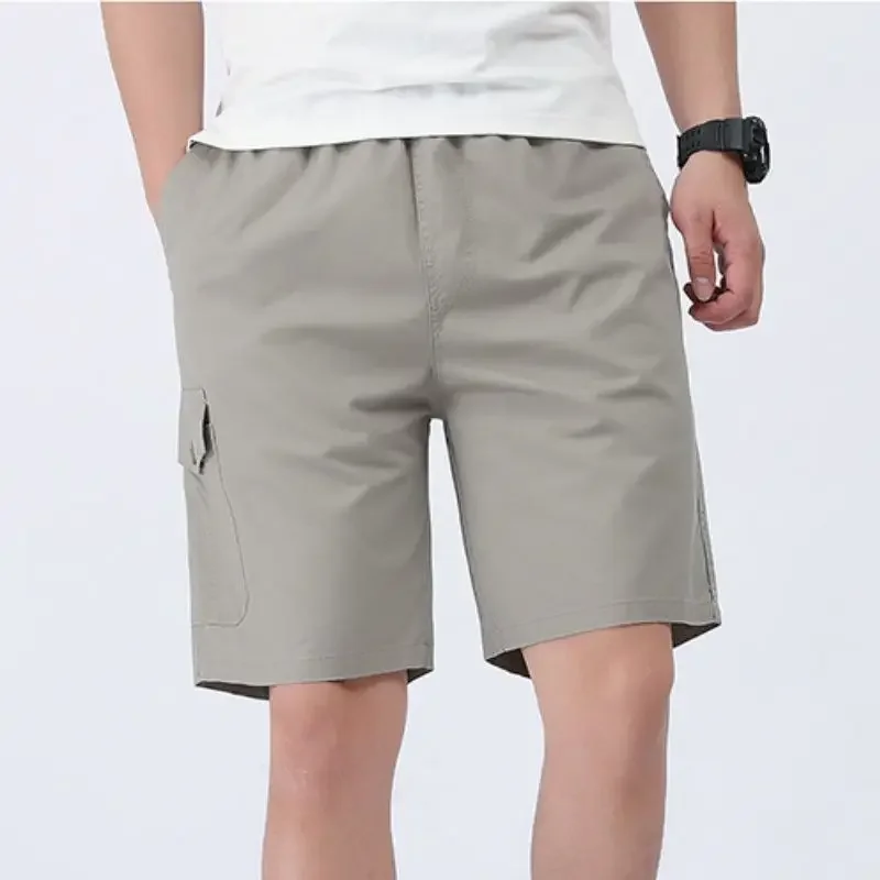 

Мужские шорты-карго, мешковатые однотонные короткие брюки с завязками для мужчин, свободные широкие эластичные карманы на талии, винтажная новинка 2023 года, мода