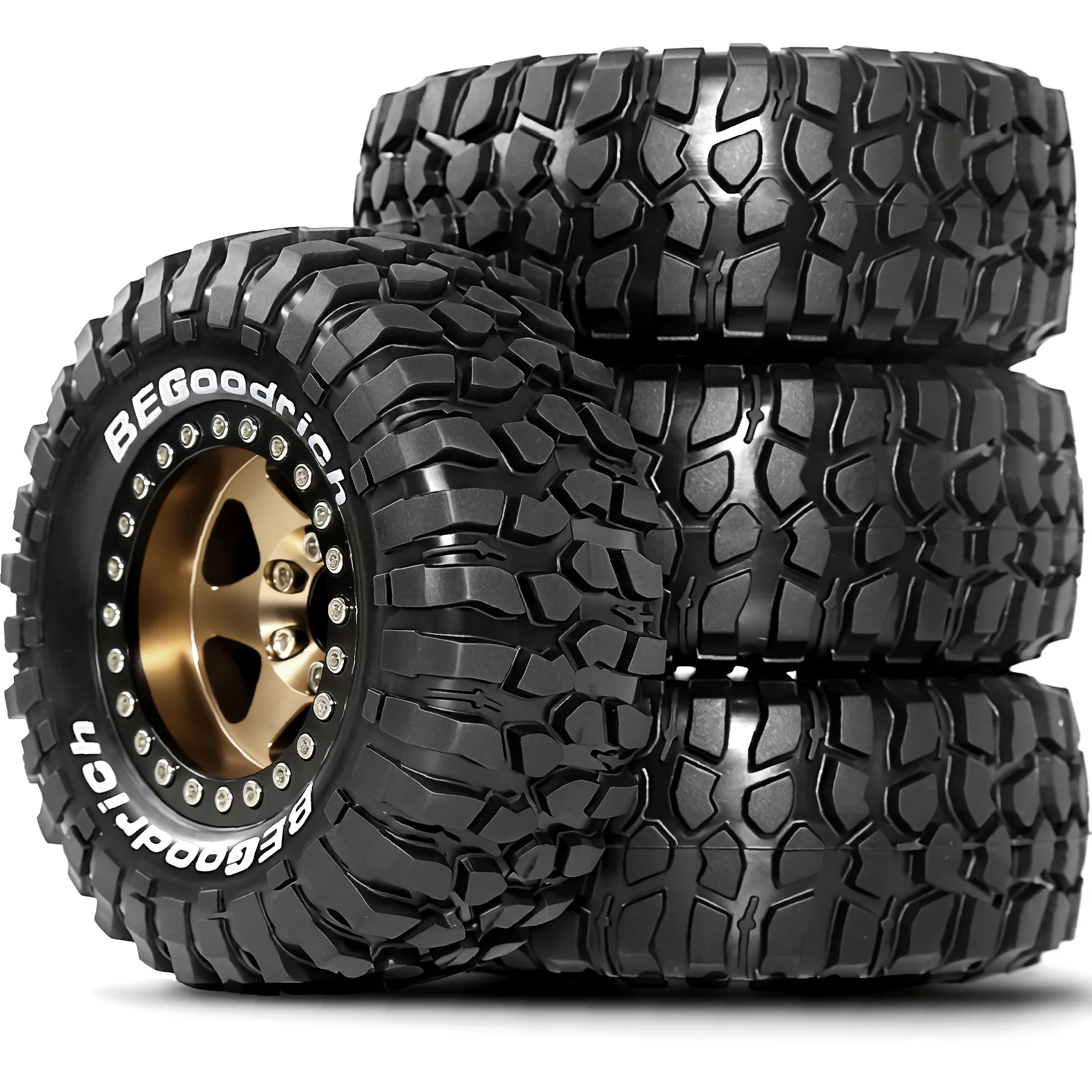 

4pcs 1.9" Rubber Tires Beadlock Wheels Rims for 1/10 RC Crawler Car Traxxas TRX4 Axial SCX10 90046 90047 MST HSP Redcat Gen8