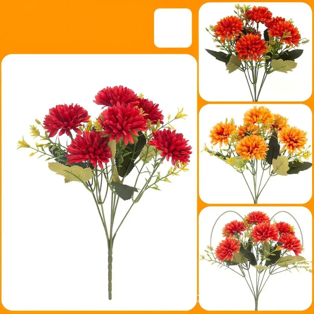 Fake Fake Ball Chrysanthemum Floral Bouquet Artificial Silk Plastic Plants For Nordic Style Home Garden Indoor Outdoor Party Ornament - Aliexpress Deal