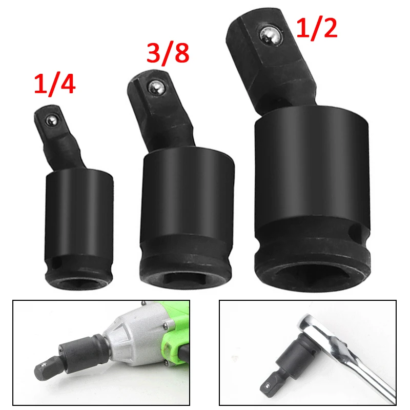 1/2 3/8 1/4inch 360 Degree Swivel Knuckle Joint Air Impact Wobble Retractable Socket Adapter for Universal Pneumatic Wrench Tool