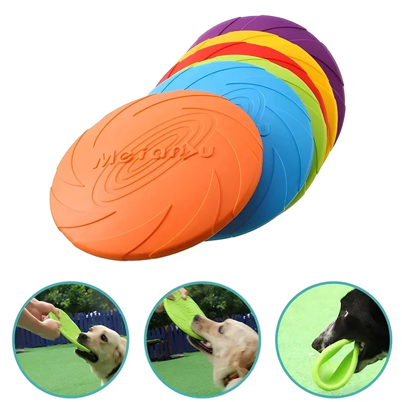 

Dog Toys Silicone Flying Disc Fashion Multicolor Resistant Chew Toys Puppy Outdoor Game Trainning Interactive Supplies