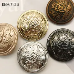 15-25mm Gold Metal Buttons For Clothing British Lion Academy Style Coat Decorations Buttons Sewing Accessories Wholesale 6pcs