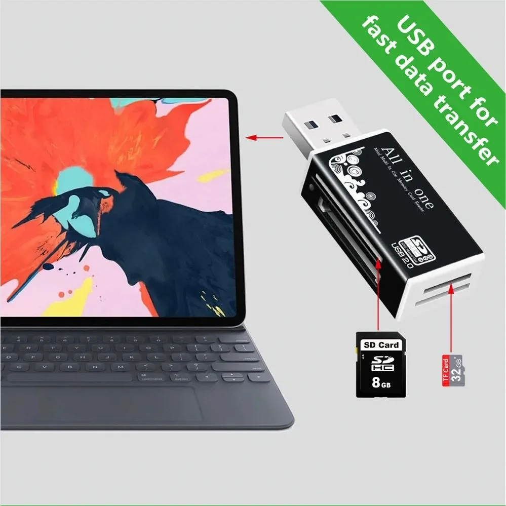 Pembaca Kartu Alloy 4 Port USB2.0 Micro SD TF M2 MS Pro Duo MMC SDHC DV Adaptor Kartu Memori untuk Ponsel dan Kamera dengan Indikator LED