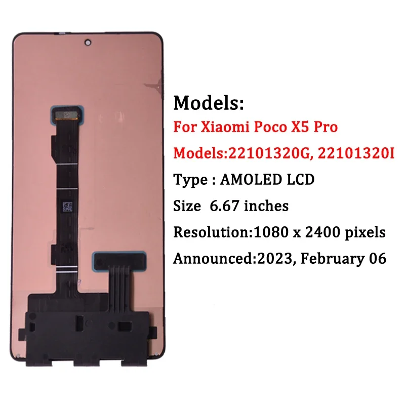 6.67“Amoled For Xiaomi Poco X5 Pro LCD Display Touch Screen Digitizer Assembly For Poco X5 Pro22101320G Screen Replacement