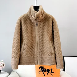 Women Faux Fur Warm Short Coat Synthetic Mink Fur Stand Collar Winter Jacket Parka JT3449