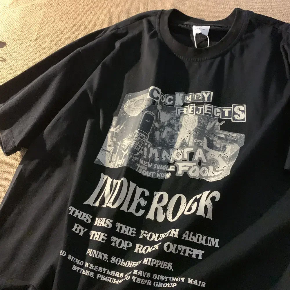 Camiseta de manga curta masculina e feminina, roupas de casal, tops casuais, retrô, rua frita, estampada, Y2K, versão