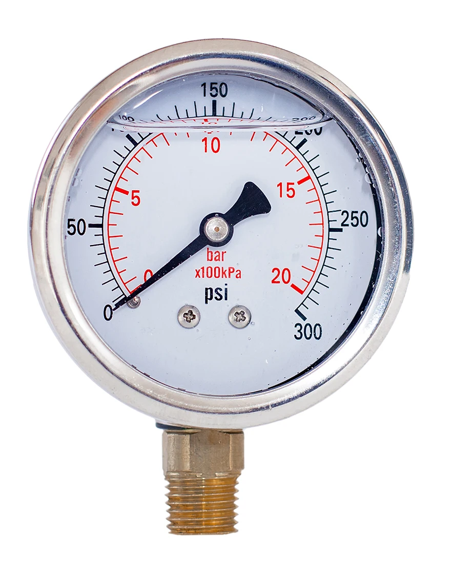 JIVTO mit Glyzerin gefülltes Compound-Manometer, 2 Zoll Durchmesser, 1/4 NPT, untere Montage, -30 Zoll Hg-30,30, 60,100,160, 200,300,600 psi und Bar – Detail 16
