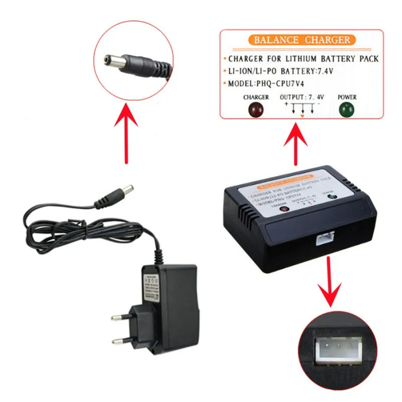 Battery Balance Charger 7.4V 2S Adapter Durable 2 in 1 USB Plug For WLToys V912 V913 V262 V353 V666 A949 Syma X8 X8G  X8HG X8HW