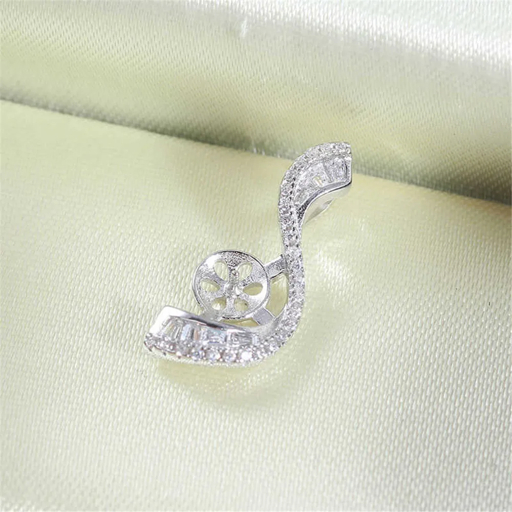 S925 Sterling Silver Pearl Pendant Setting, DIY Empty Bezel Cup Jewelry Supplies for Craft Making, Hollow Prong Pendant Findings