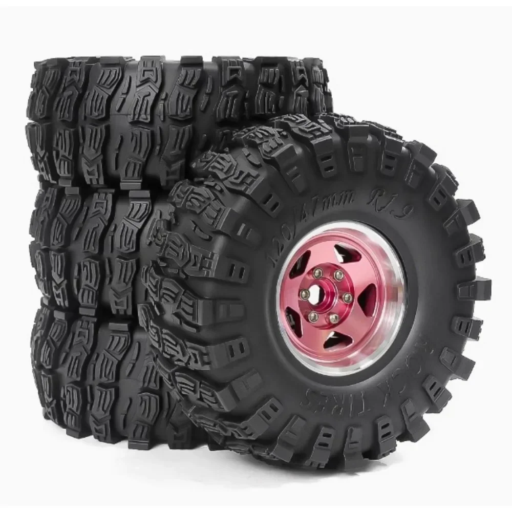 

4pcs 120mm 1.9" Metal Beadlock Wheel Rim Rubber Tire Set for 1/10 RC Crawler Car Trxs TRX4 RC4WD D90 D110 Axial SCX10 MST