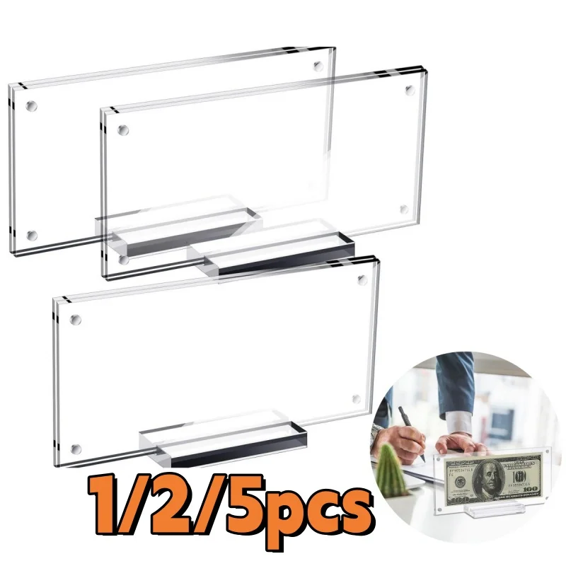 1/2/5pcs Transparent acrylic dollar bill display frame Household banknote collection stand Plexiglass photo frame with base