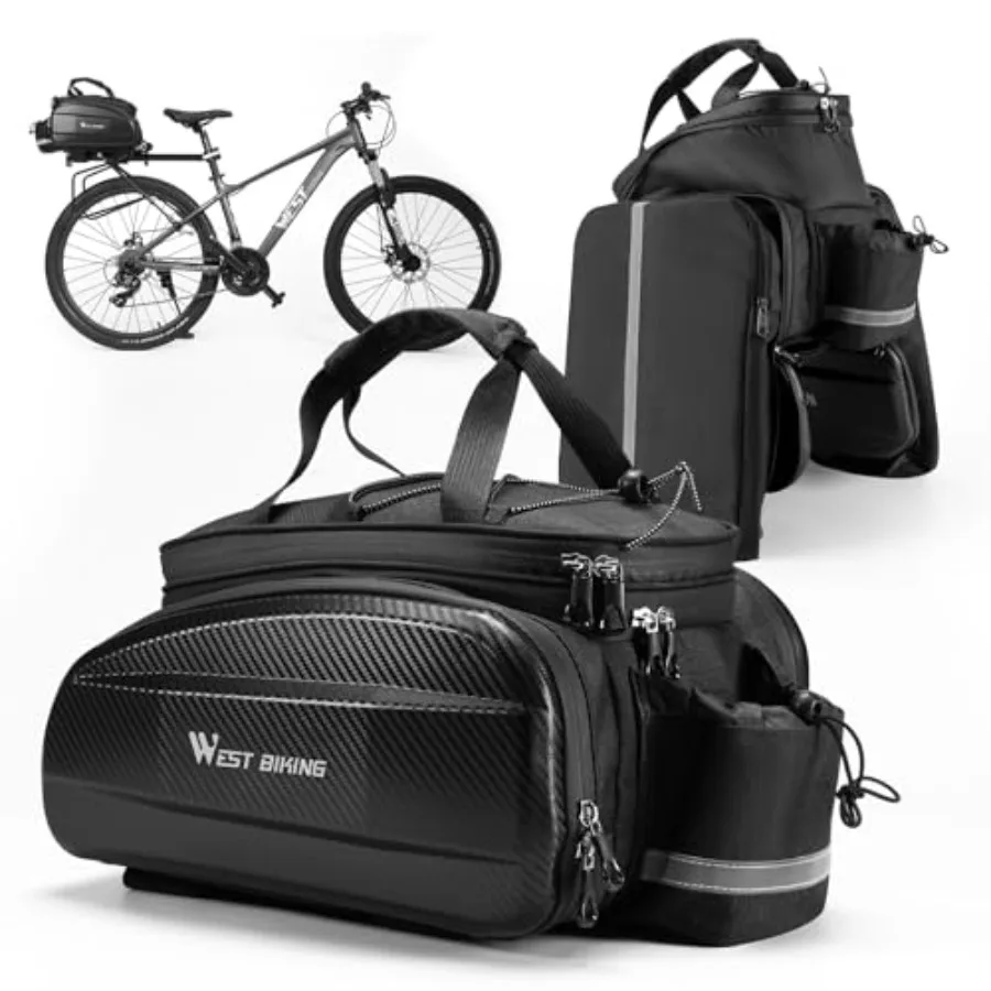 

Bike Bags for Bicycles Rear Rack Panniers Bike Trunk Bags with Reflector Rain Cover and Shoulder Strap 3 in 1 Bicycle Rack Bag