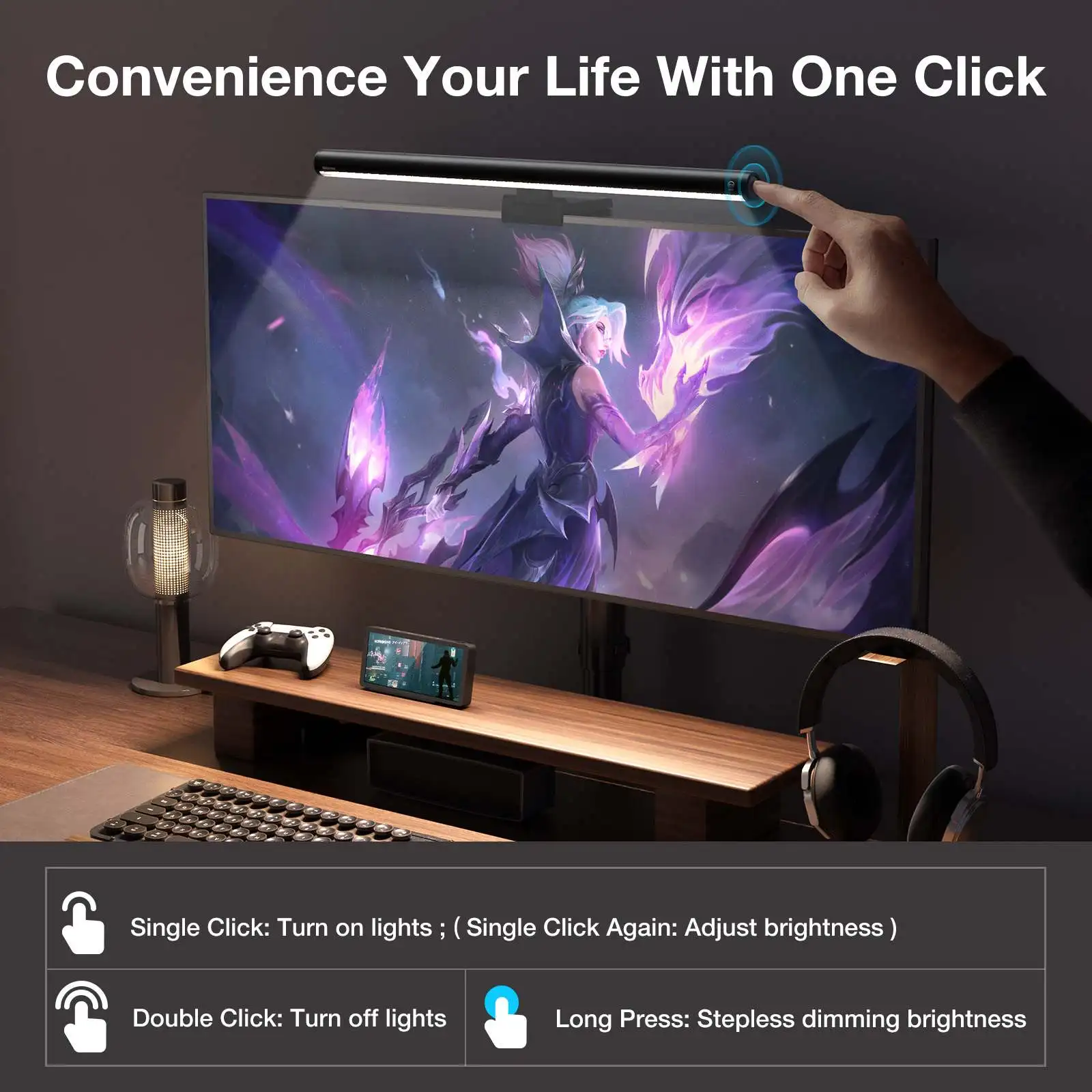 Kreisförmige LED hängende Licht weiß Computer Monitor Lampe Bildschirm Monitor Licht leiste für Augen pflege, USB-Lesung LED Schreibtisch lampe