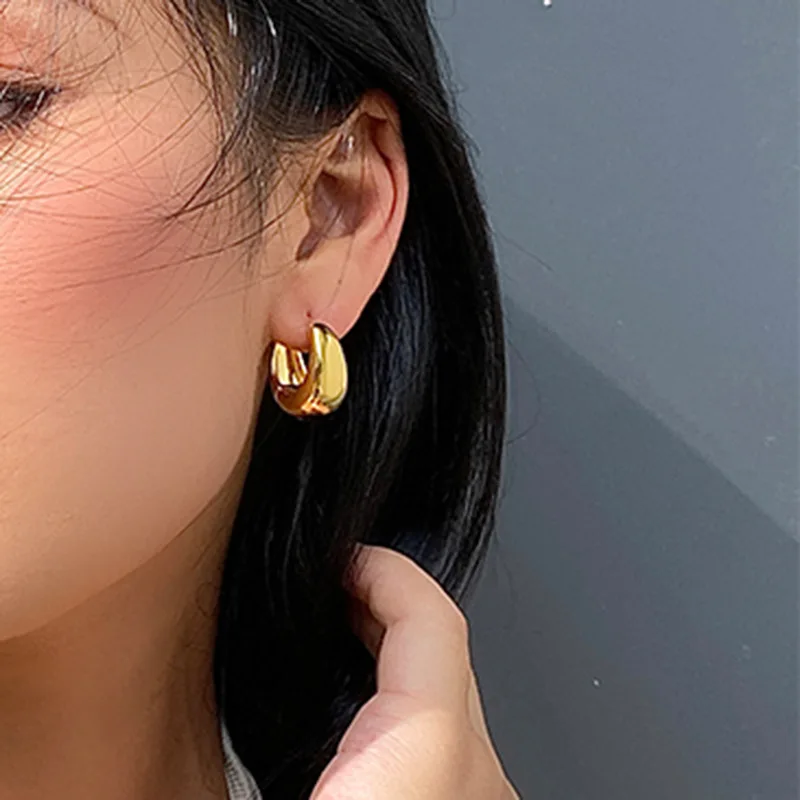 925 Sterling Silver Vintage Gold Earrings For Women Trendy Earring Jewelry Prevent Allergy Party Accessories Gift