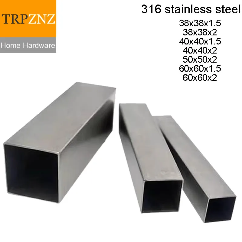 38x38 40x40 50x50 60x60mm 316 Stainless Steel Square Tubing Pipe Wall Thickness 1.5 2mm Corrosion Resistant for Railing