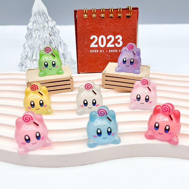 10Pcs/Set Anime Star Kirby Action figure luminous kirby Accessories Decor DIY Resin Keychain Kids Birthday Xmas Gift Toys