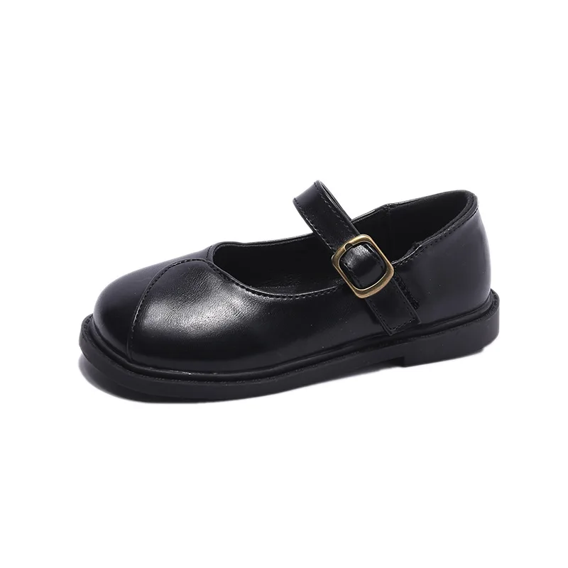 Chaussures de Princesse Astronomique en Cuir pour Fille, Souples, Noires, Simples, à la Mode, Nouvelle Collection Printemps et Automne 2021