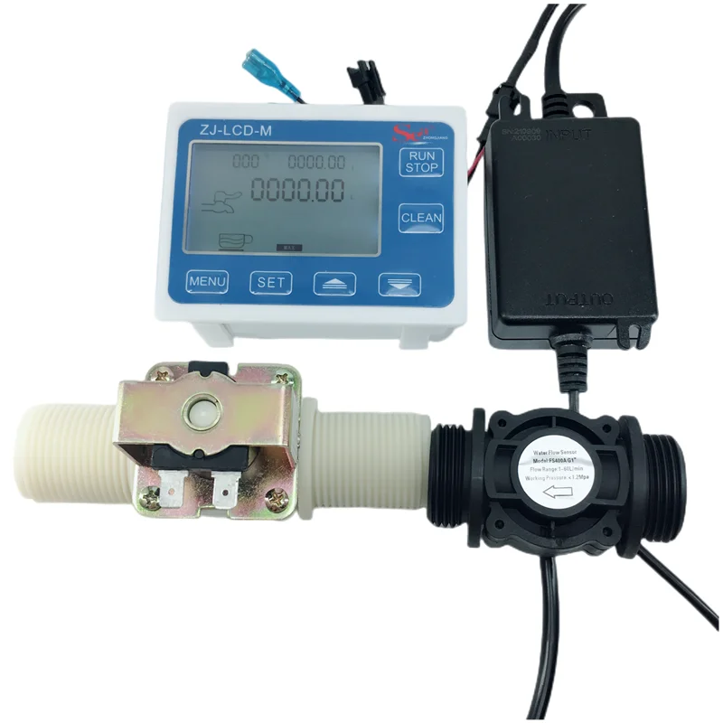 

ZJ-LCD-M flow meter controller with 1" valve +flow sensor +power supply charger