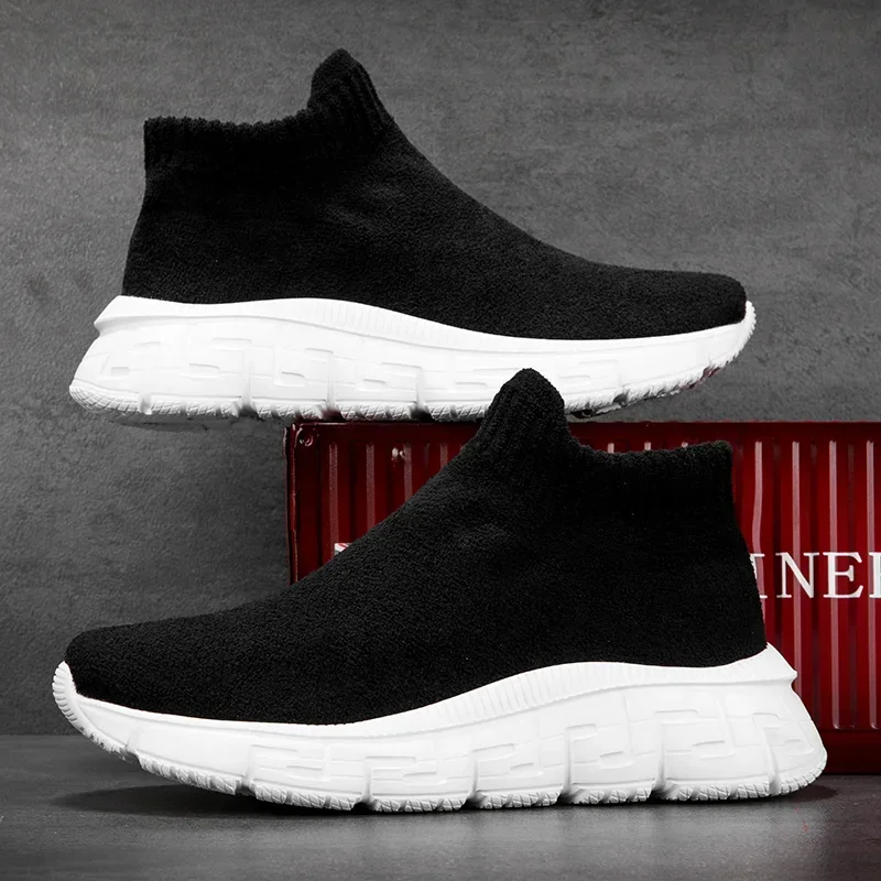 Womens Sneakers New Slip-On High Tops Women Sneakers Brand Fashion Breathable Men City Leisure Sock Shoes Female Tennis Trainers