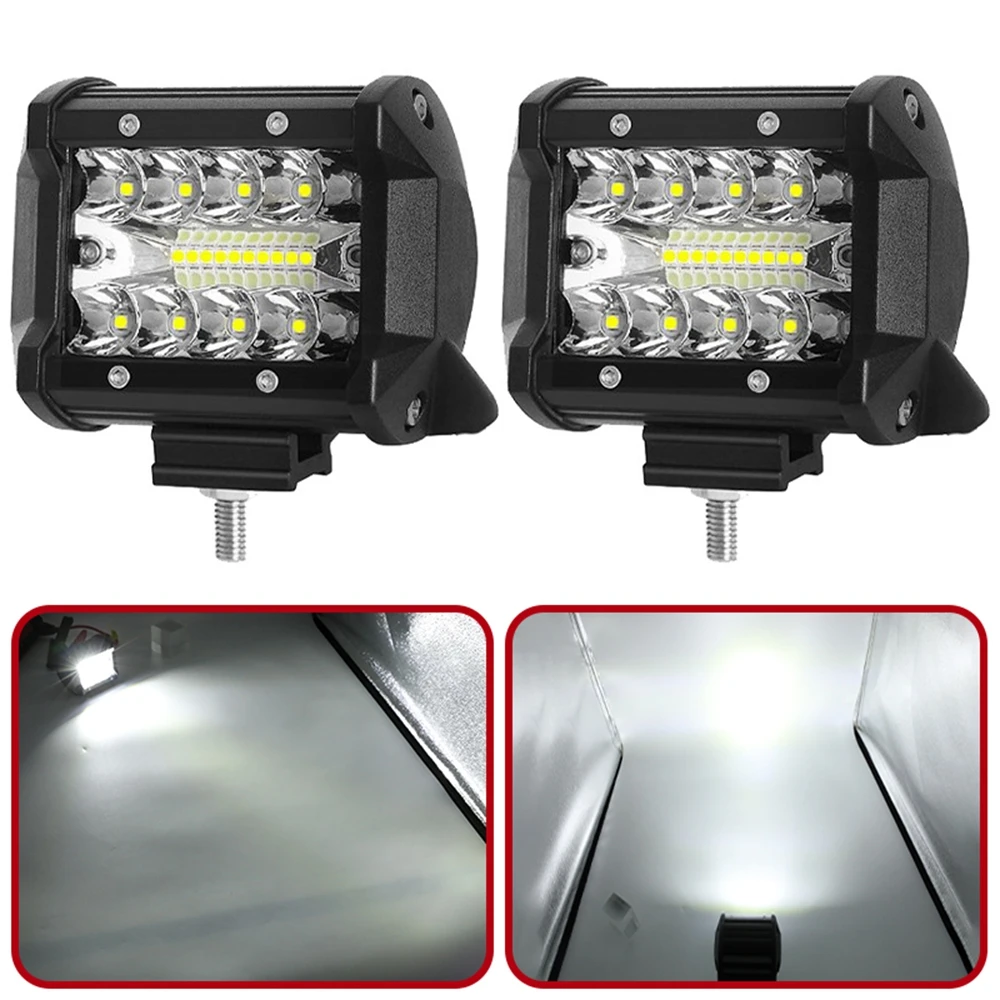 4 Inch LED Lights Bar 12V 24V Spot Flood Waterproof Driving Fog Lamp Offroad LED Work Light for Car ATV UTV SUV Tractor Pickup
