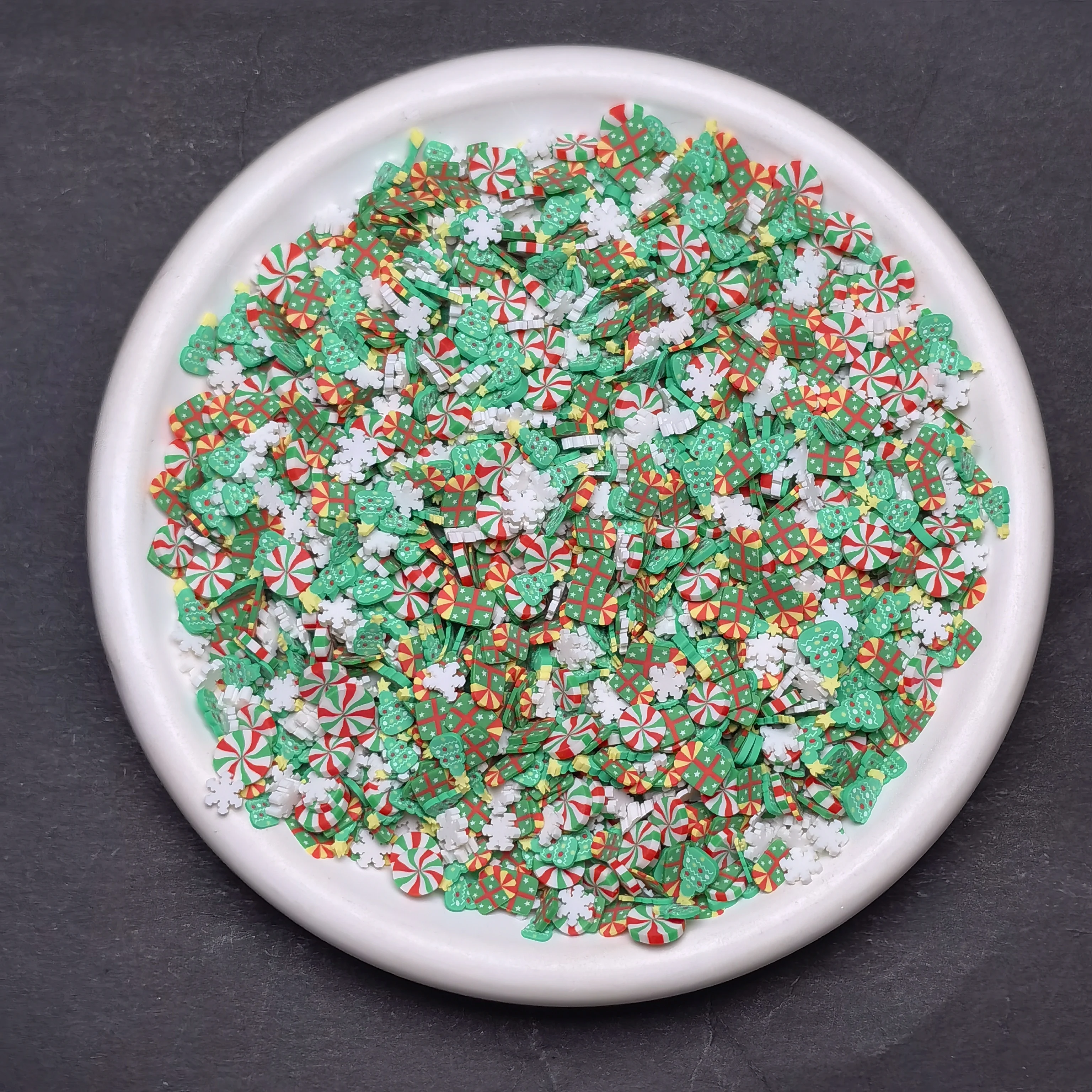 Xmas Themed Christmes Trees Mixed Gift Box Clay Slices Sprinkles with Snowflake for DIY Crafts Filling