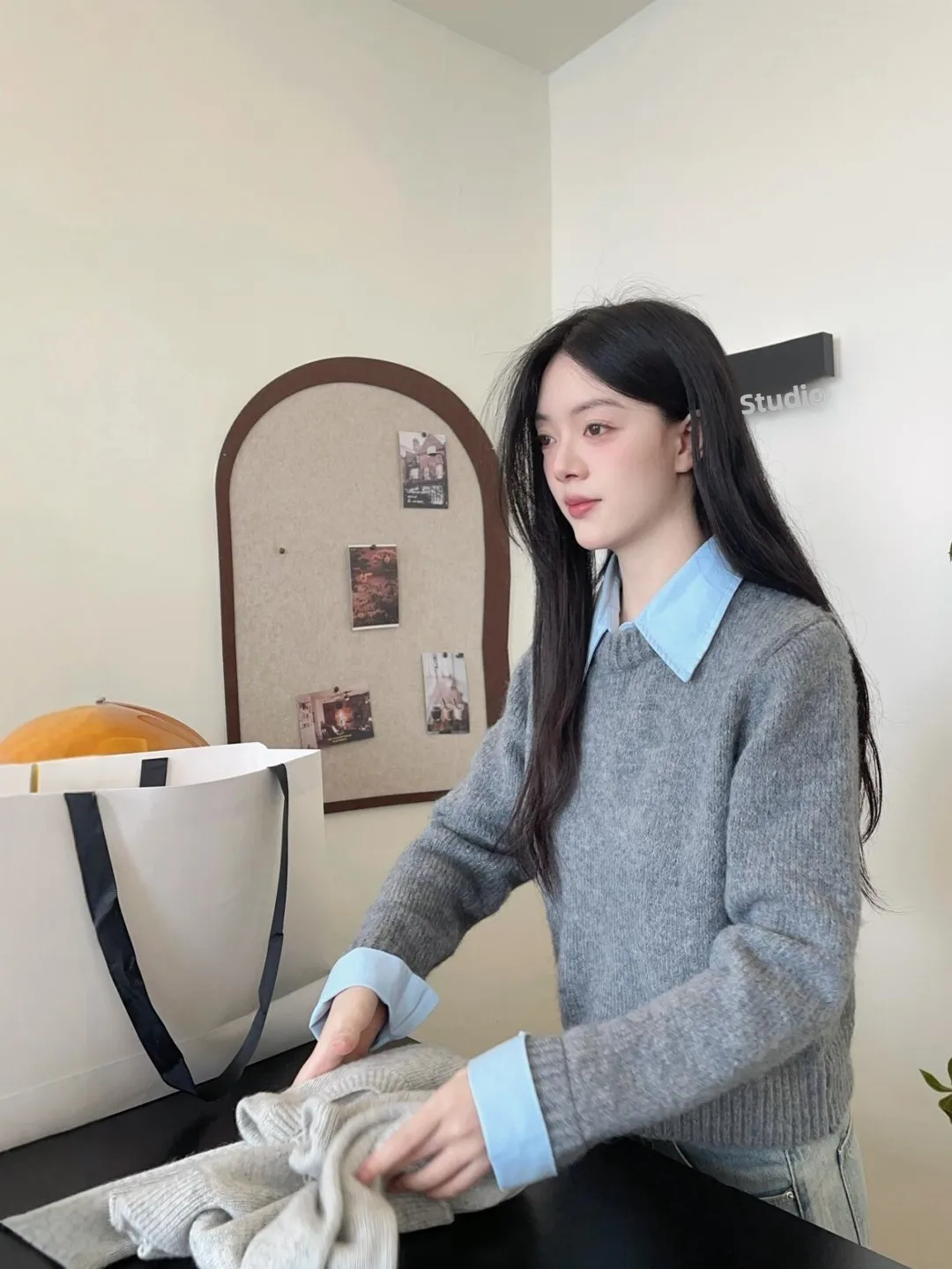 เสื้อไหมพรมถักทรงยาวแฟชั่นสำหรับผู้หญิง ไซส์ใหญ่ คุณภาพสูง เหมาะสำหรับฤดูใบไม้ร่วง  ใส่ได้หลากหลายโอกาส  ป้องกันคราบสกปรก