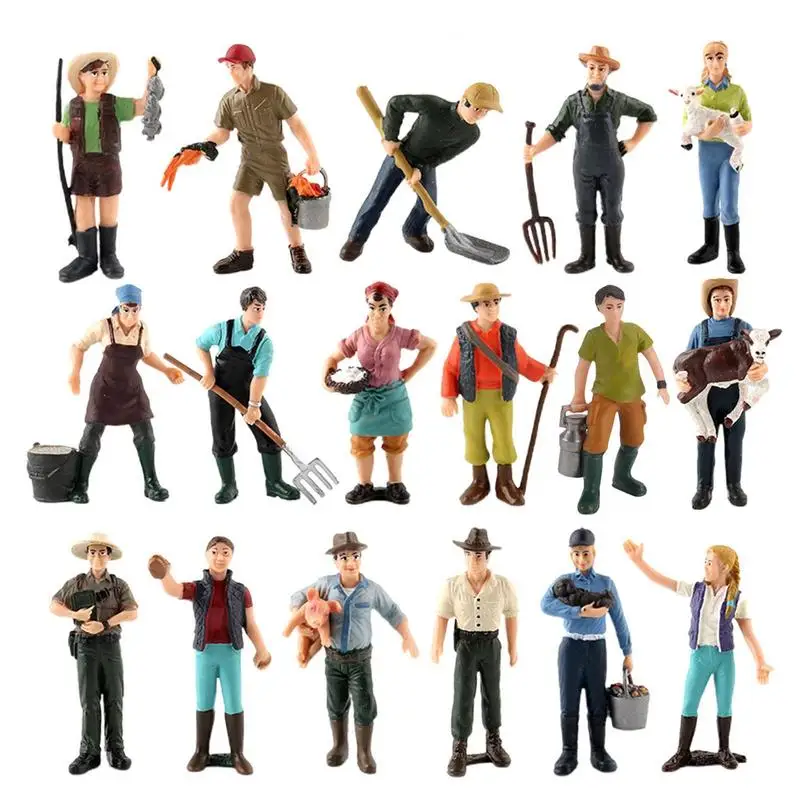 

Farmer Model 17 Pcs Realistic Statues Of Male And Female Farmers Simulation Farmer Model Miniature Toys Action Figure Ornaments