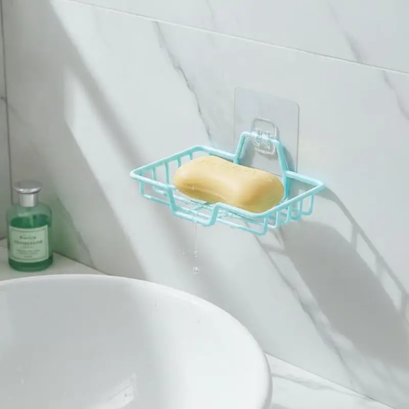 Self Adhesive Wall Mount Soap Holder Draining Rustproof Suction Soap Storage Rack Practical Organizer For Shower Bathroom