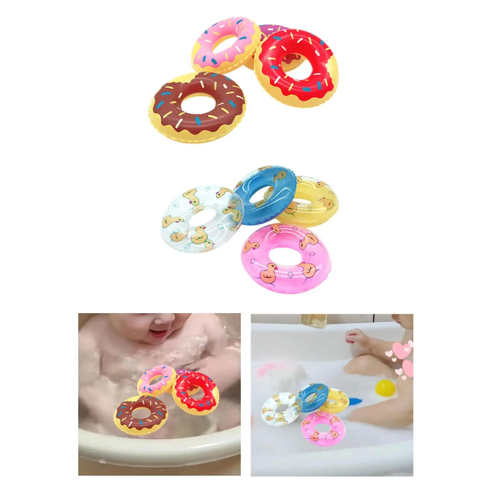 

4PCs Swimming Rings Bathing Toy Inflatable Miniatures Doll House Accessories for Children Young Girls Water Fun Swimming Pool