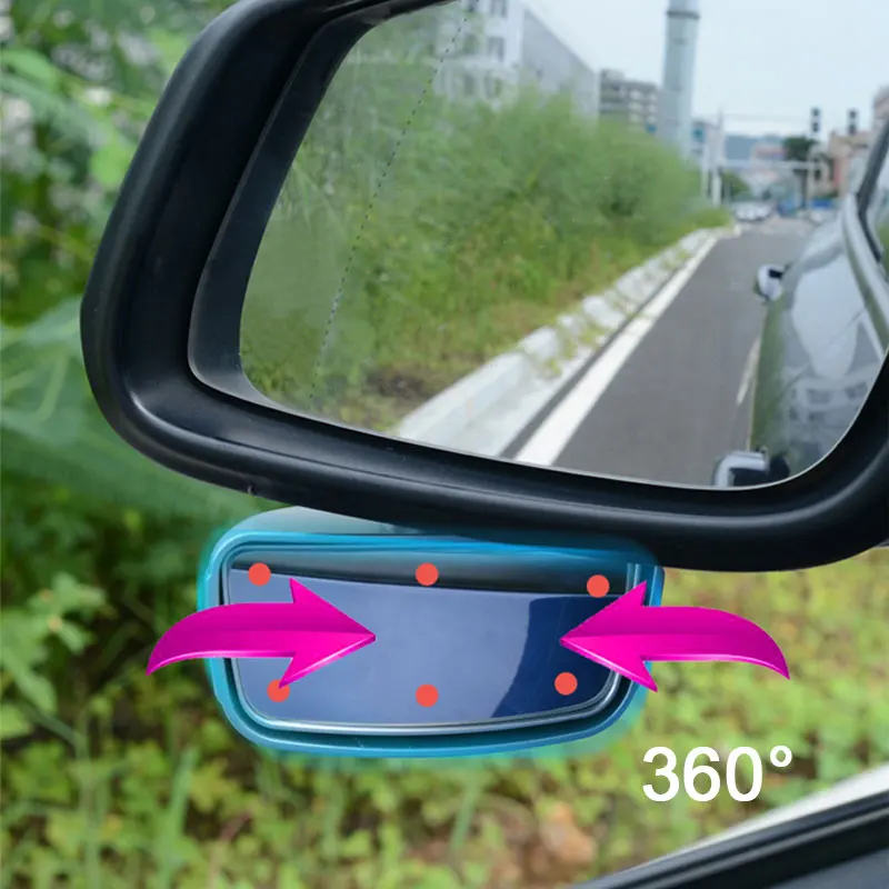 SEAMETAL 360-Degree Rotation Safety Convex Mirror Wide Angle Self-Adhesive Car Blind Spot Mirror Auto Auxiliary Rear View Mirror