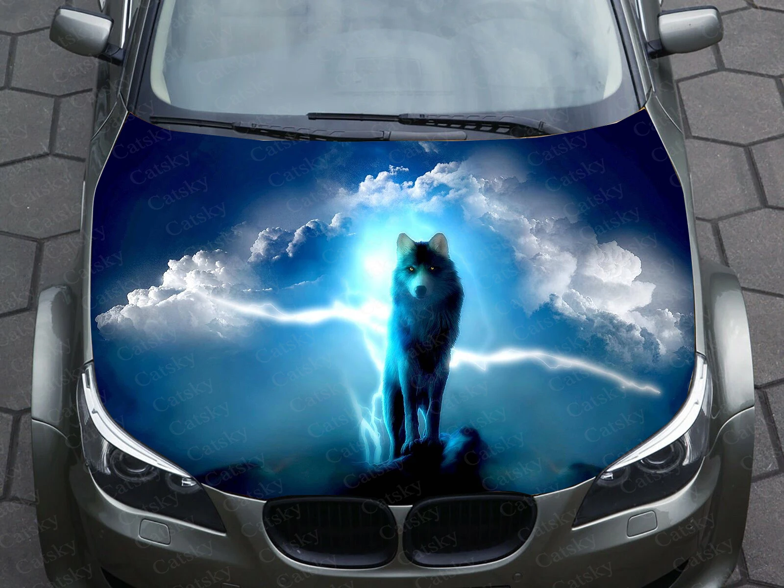 늑대 자동차 스티커 그래픽 비닐 데칼 후드 패턴 포장 데칼, 사용자 정의 DIY 엔진 컬러 동물 자동차 데칼