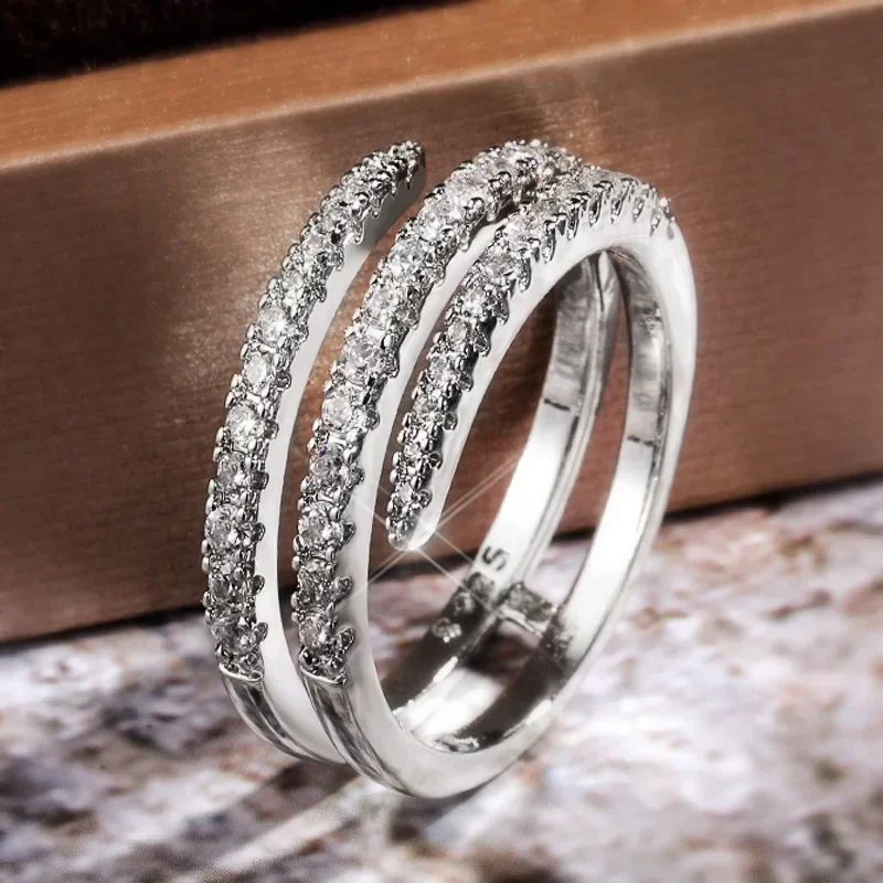 Fashion Surround Shaped Crystal CZ Ring for Women Shiny Bridal Party Marriage Statement Jewelry Whole Sale
