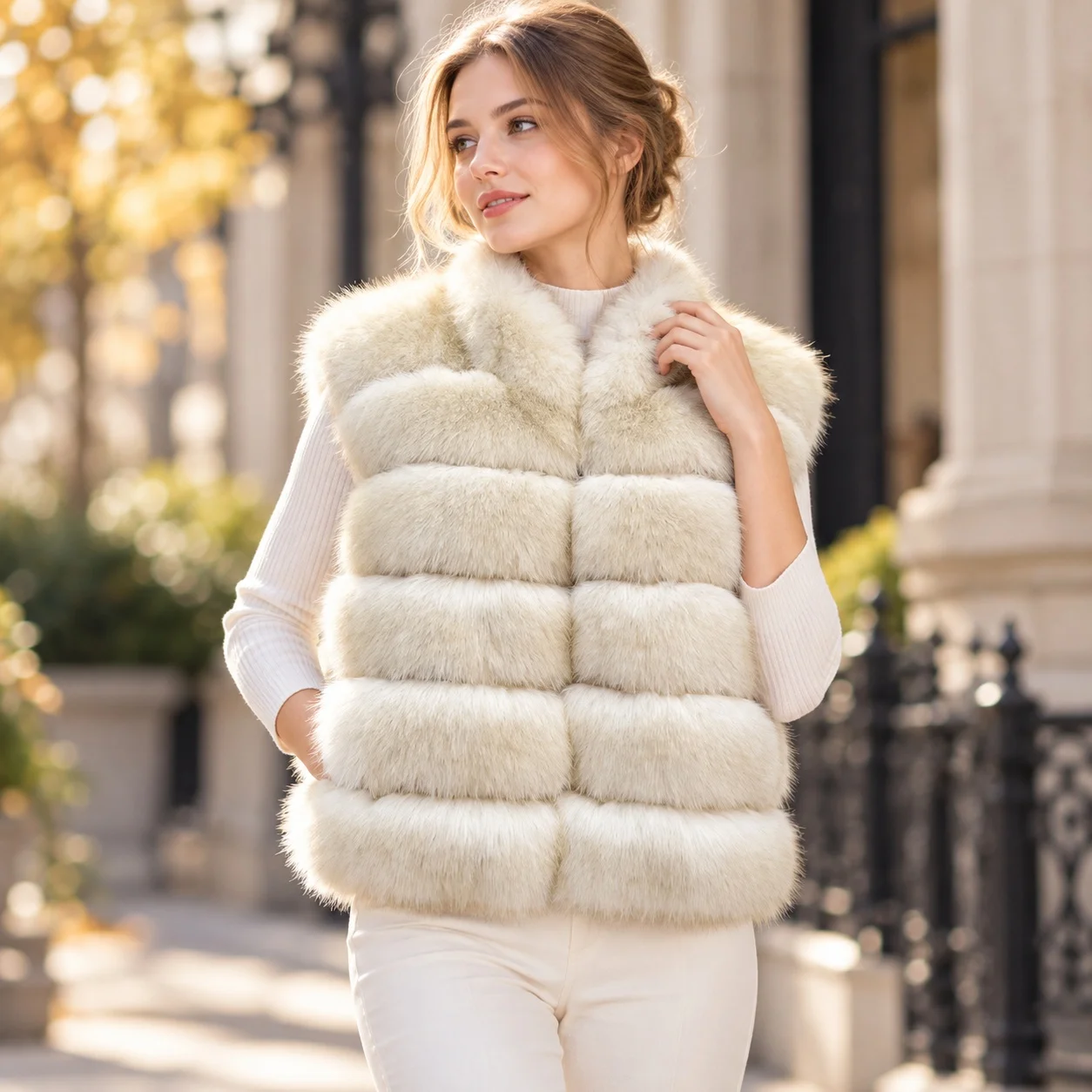 Hoodless Small a Line Coat Elegant Commuter with Semi Turtleneck Sweet and Fresh Regular Length Sleeveless Autumn Women Coat