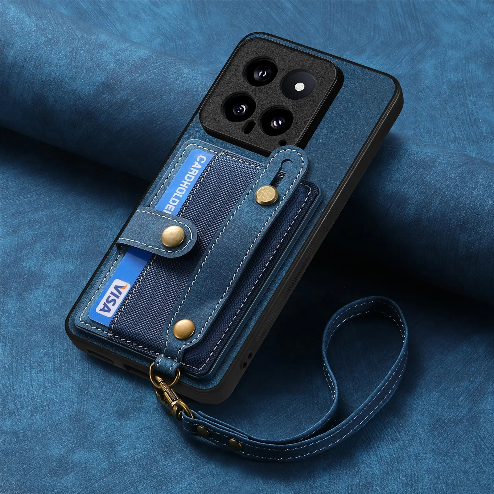 Wristband Cards Solt Leather Wallet Case For Xiaomi Redmi Note 13 Pro 12 Plus 12T 13T POCO X6 X5 X4 Pro X3 NFC Strap Pocket Bag