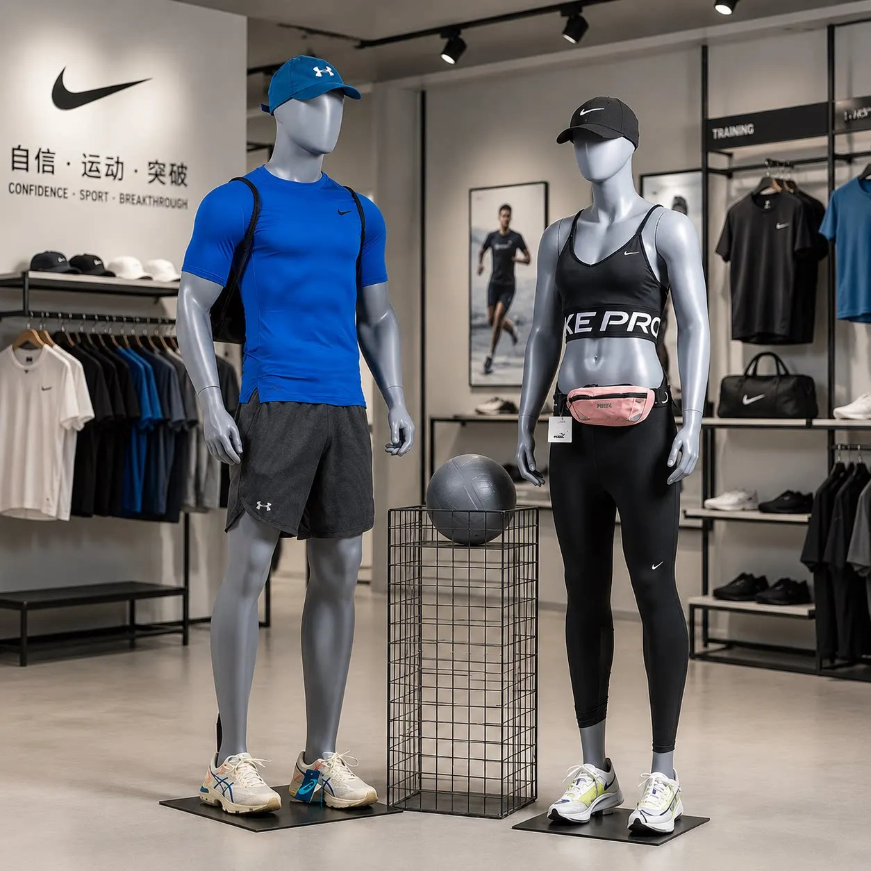 window Clothing store display props, women's clothing mannequins, full-body human figures, male mannequins, display stands