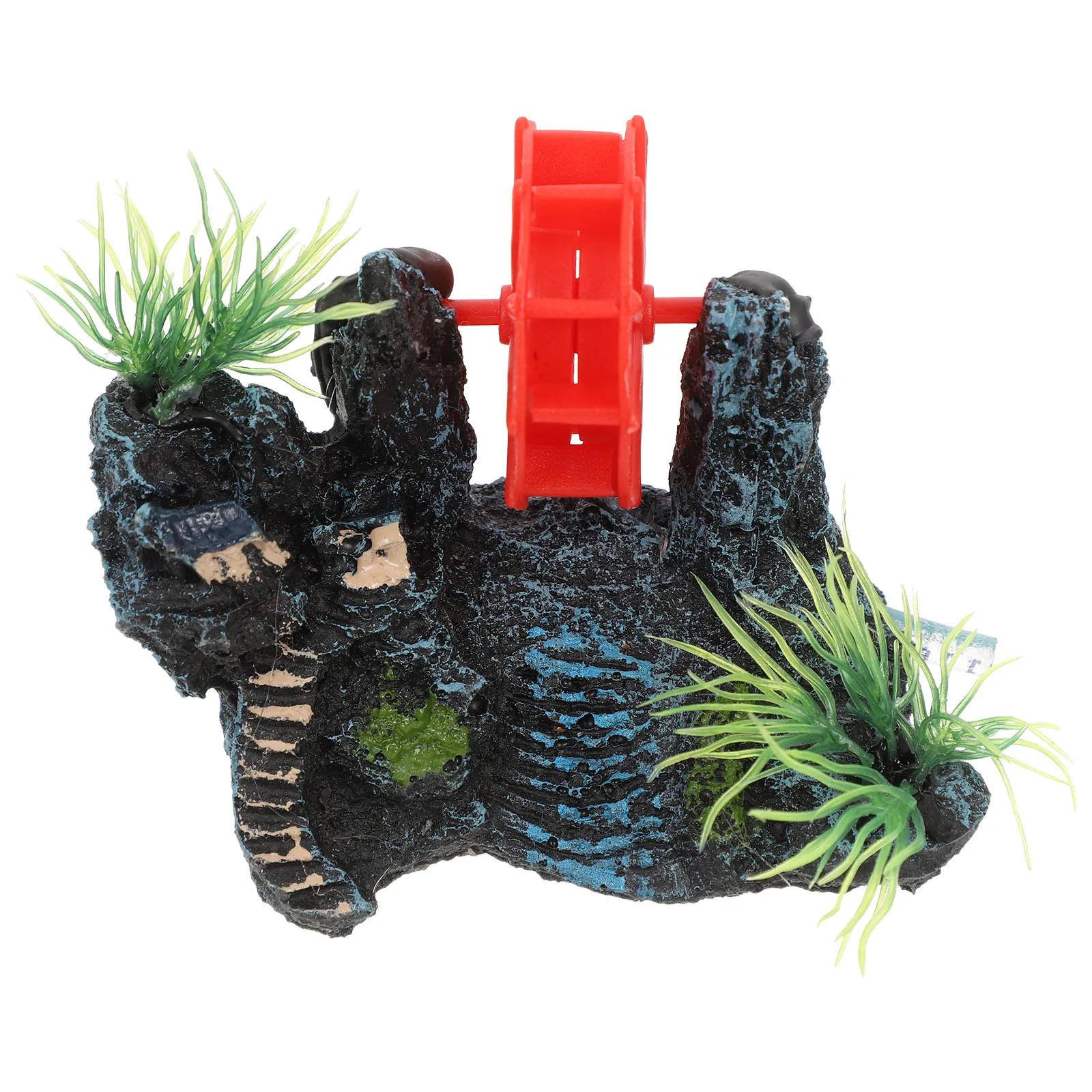 

1 Mini Simulated Mountain Waterwheel Decor Fish Tank Rockery Aquarium Landscape Decor Resin Safe Betta Shelter