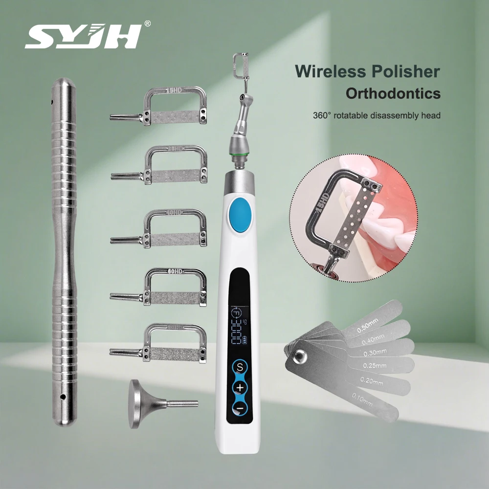 

SYJH Dental Electric Wireless 500-3000RPM Polishing Machine 360° Rotation Removable Head Orthodontic Motor Dental Polishing Tool