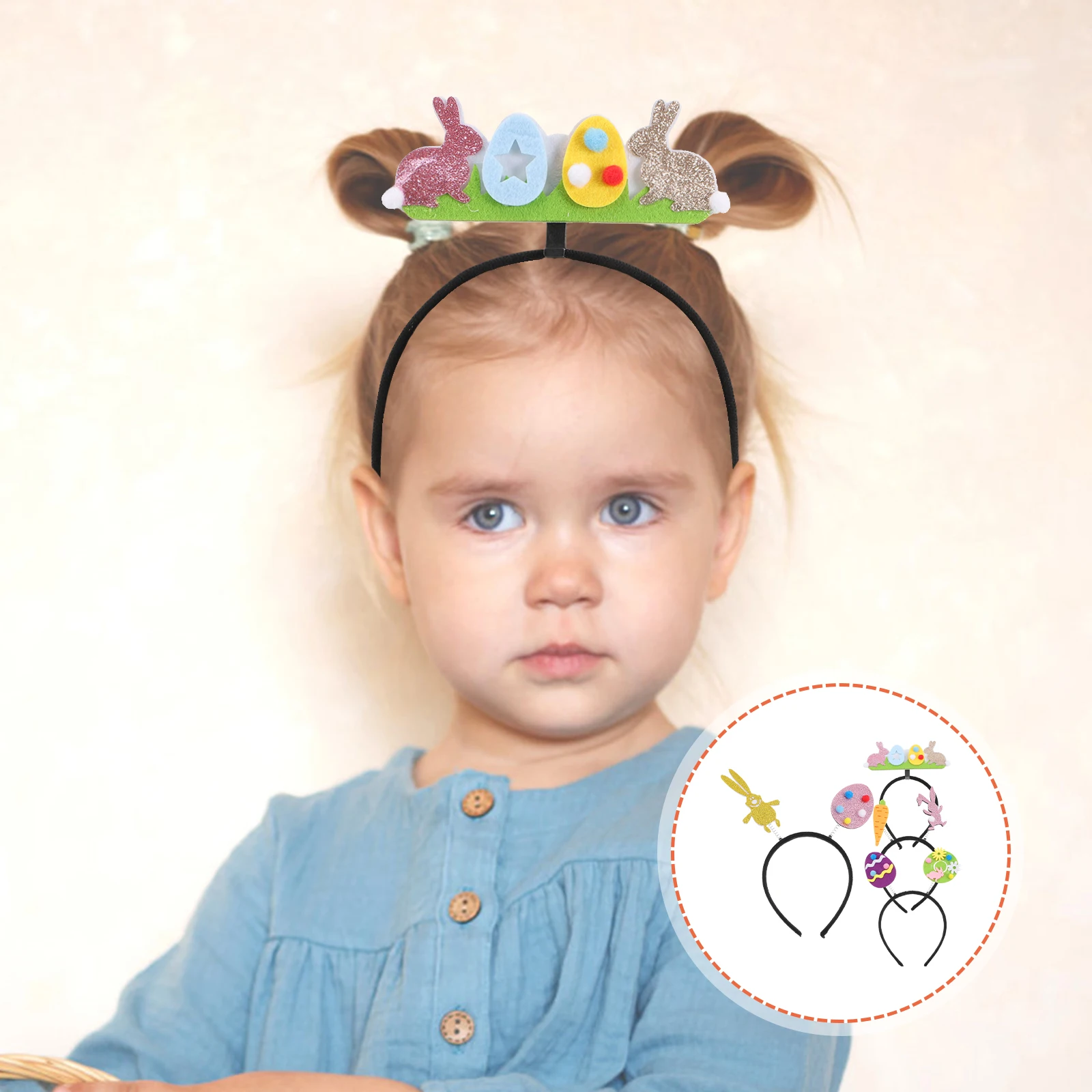 

4 Pcs Easter Headband Soft Cartoon Holiday Egg Headwear Bunny Dress up Make Cosplay Hairband Spring Party Plastic