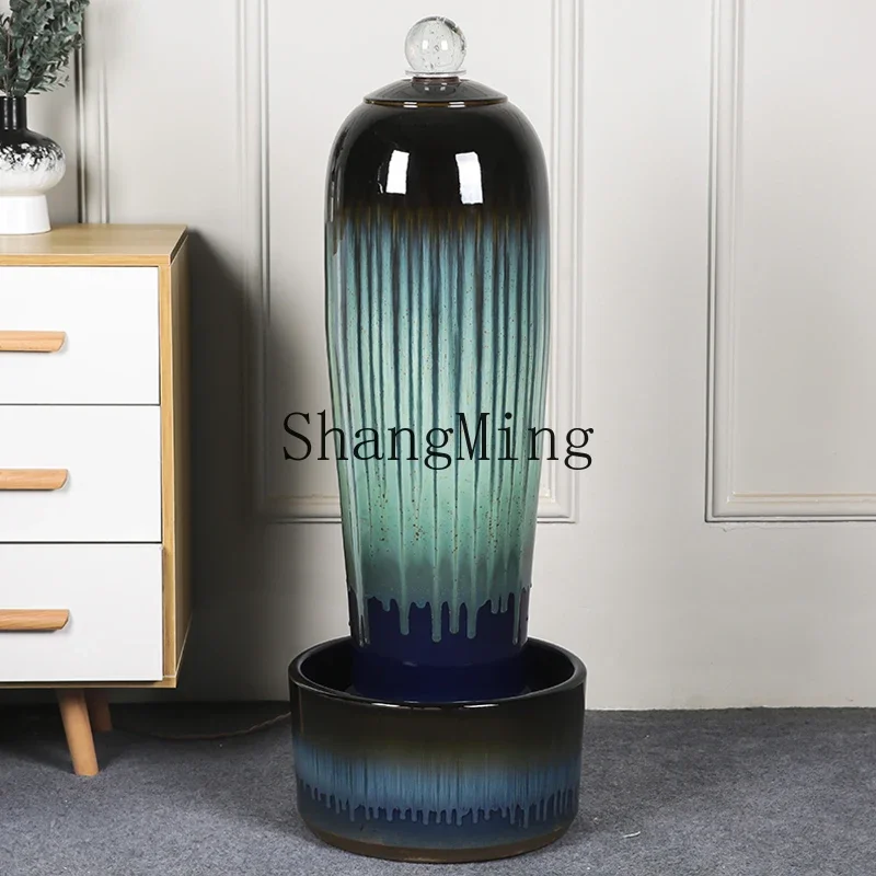 ZZJ high-value floor-to-ceiling water fountain vase ornament villa living room ceramic humidifier club simple ornament